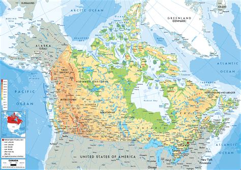 Canada Map Physical Worldometer