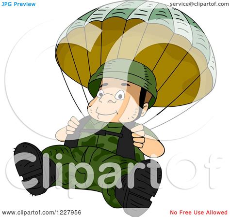 Clipart Of A Paratrooper Soldier Descending Wtih A Parachute Royalty