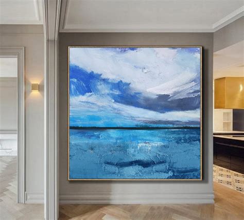Large Original Sea Level Blue Oil Paintinglarge Wall Art Etsy Sky