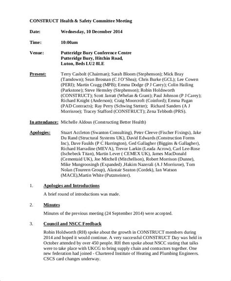 Reviewing injury and incident reports; Safety Meeting Minutes Template - 7+ Free Word, PDF ...
