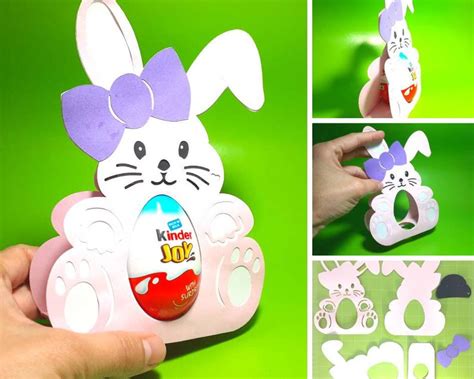 Download Set 2 Rabbit Easter Egg Holder Svg Bunny Template Kinder ...
