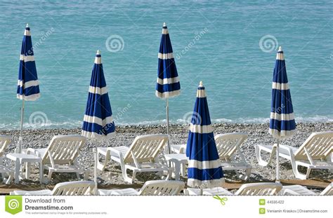 City Of Nice Beach With Umbrellas Stock Photo Image Of Sunny