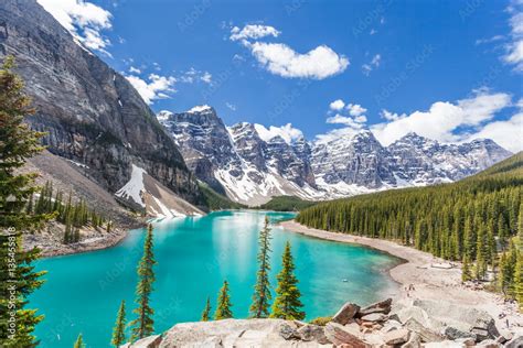 Moraine Lake In Banff National Park Canadian Rockies Canada Sunny