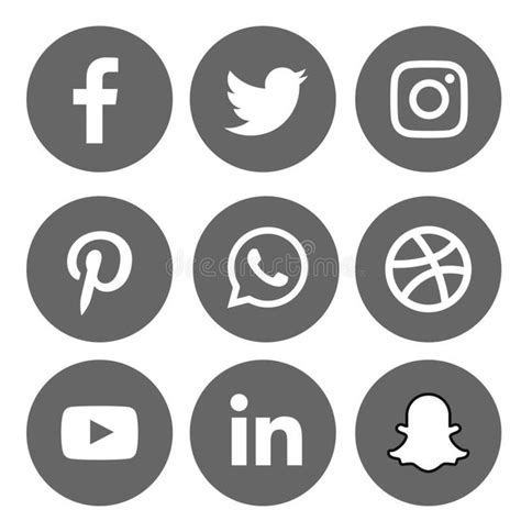 Gray Color Shade Social Media Icons Set Of Facebook Twitter Instagram