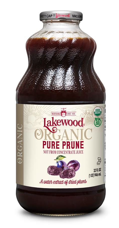 Organic Pure Prune 32oz 6 Pack Lakewood Organic Juice