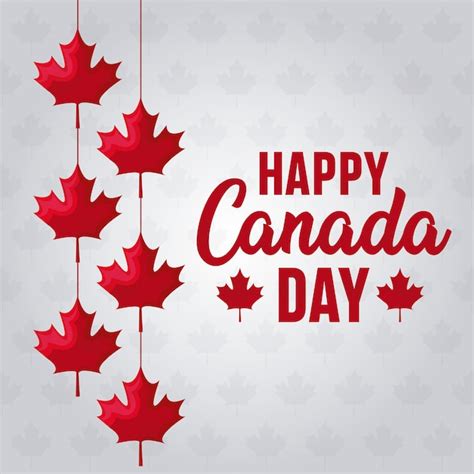 Premium Vector Greeting Card Of Happy Canada Day With Maple Leafs