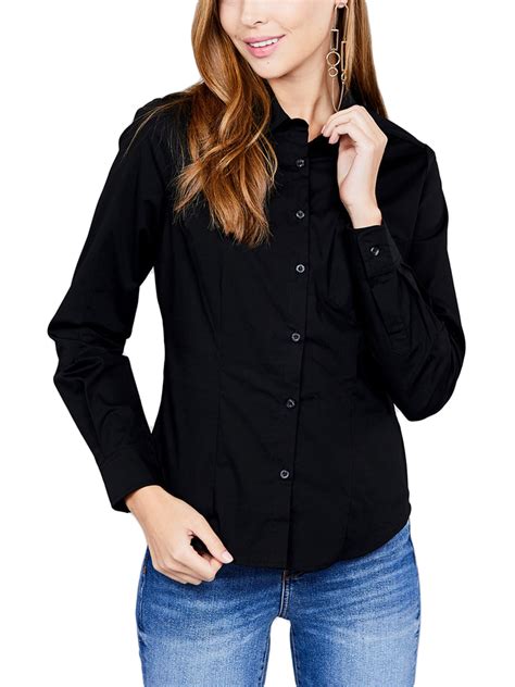 Kogmo Womens Long Sleeve Button Down Shirts Office Work Blouse With Po