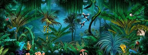 Custom Wallpaper Mural Tropical Rainforest Flower And Bird Bvm Home