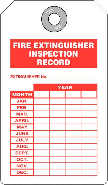 Safeguarding a home against fire is largely the owner's responsibility. Fire Extinguisher Inspection Record Tags | Seton