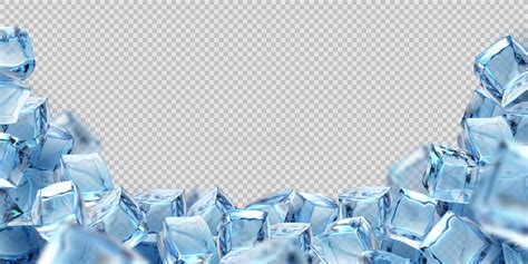 Ice Cube Background Realistic Freeze Water Blocks 3d Bunch Of