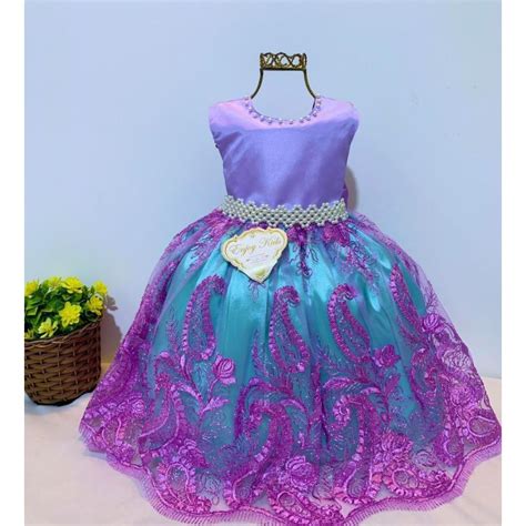 Vestido De Luxo Infantil Juvenil Pequena Sereia Ariel Realeza Festa