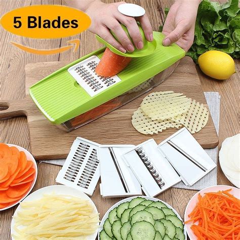 Mandoline Slicer Cutter Peeler W 5 Built In Blades To Slice Fruits