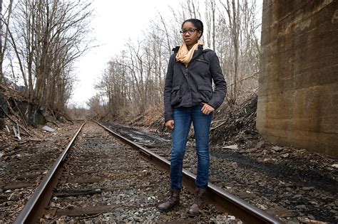 Teenage Black Girl Standing On The Railroad Tracks Bob Skinner