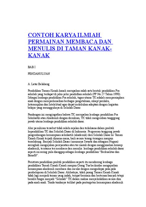 Contoh latar belakang skripsi pendidikan. (DOC) CONTOH KARYA ILMIAH PERMAINAN MEMBACA DAN MENULIS DI ...