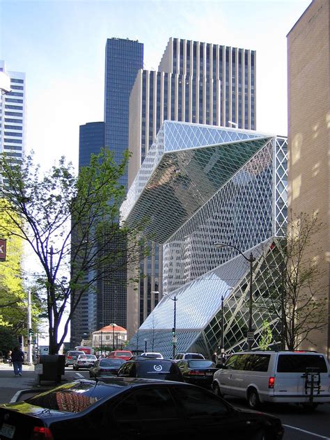 Seattle Central Library By Architect Rem Koolhaas View From 5th Ave