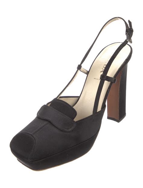 Prada Peep Toe Slingback Pumps Black Pumps Shoes Pra137766 The