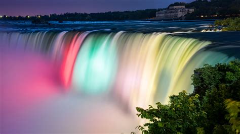 Fonds Décran Chutes Du Niagara Belles Couleurs La Nuit Le Canada