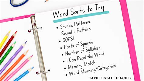 9 Ideas For Word Sorts Free How To Sort Posters — Tarheelstate Teacher