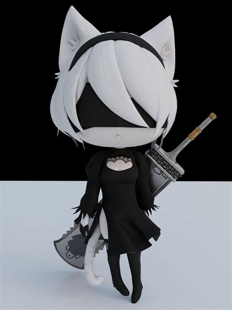 Chibi 2b Free 3d Model Cgtrader