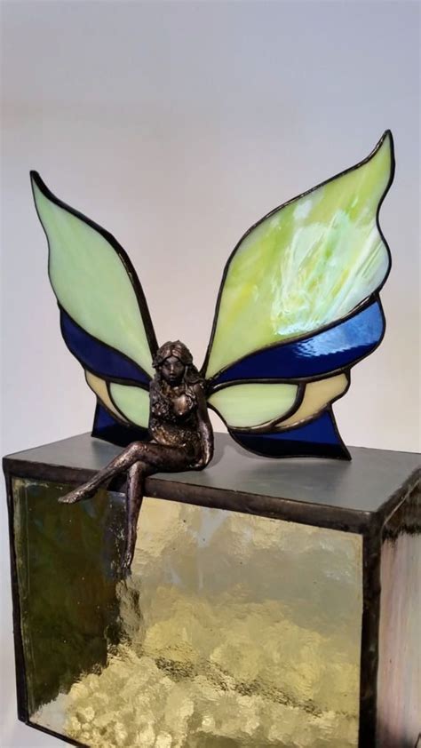 Fairy Figurine Tiffany Angel Figurine In Stained Glass Statue Stained Glass Sculpture With