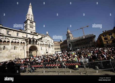 Crowds Gather Outside The 12th Century Cathedral Duomo Di Modena In