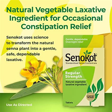 Senokot Regular Strength 100 Tablets Natural Vegetable Laxative Ingredient Senna For Gentle