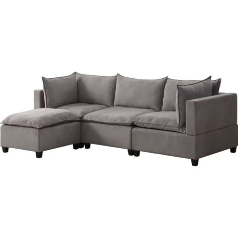 Madison Light Gray Fabric Reversible Sectional Sofa Ottoman Vigshome