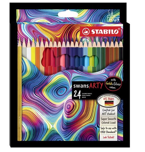 Stabilo Swans Arty Coloured Pencils With Gold And Silver Colors Schwan