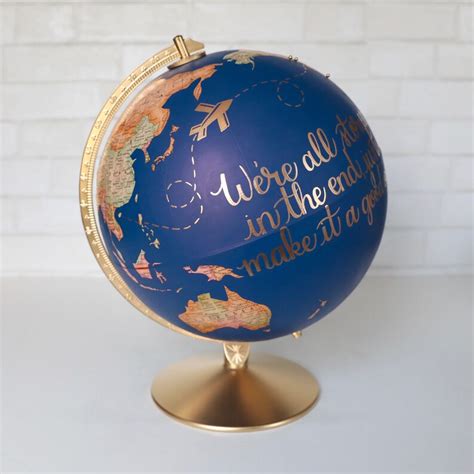Travel Globe With Pins Custom Calligraphy Painted Globe Map Etsy