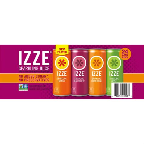 Izze Sparkling Juice 4 Flavor Variety Pack 84 Oz 24 Pk