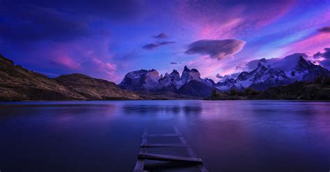 Patagonia Panorama Nature Water Landscape Chile