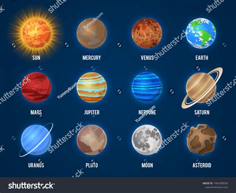 Solar System Cartoon Planets Cosmos Planet Stock Illustration