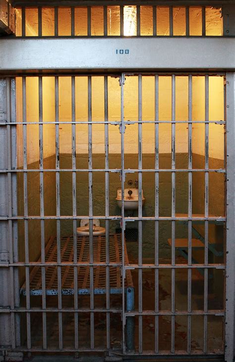 Closed Gray Metal Gate Jail Jail Cell Alcatraz Prison Bars Behind Bars Criminal Prison