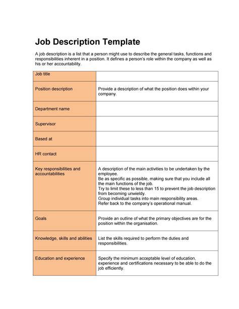 49 Free Job Description Templates And Examples Free Template Downloads