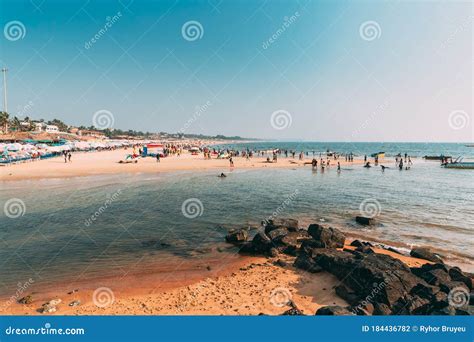Mapusa Anjuna Goa India People Visit And Relax On Baga Beach At
