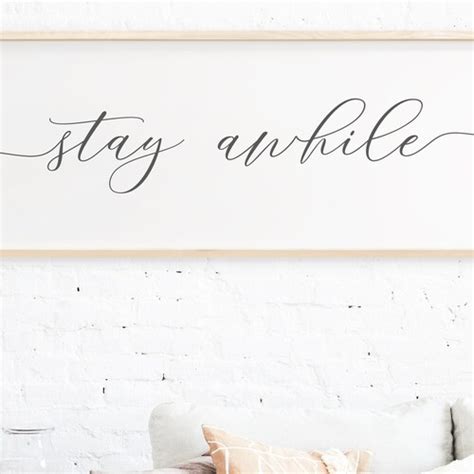 Stay Awhile Sign Stay Awhile Wood Sign Living Room Wall Etsy