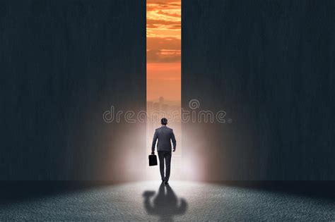 The Businessman Walking Towards His Ambition Stock Image Image Of
