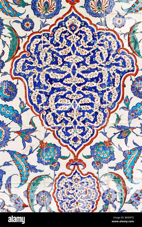 Typical Turquoise Blue Turkish Ottoman Wall Tile Design And Paints