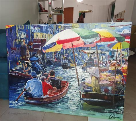 Made Another Painting Of The Floating Market In Thailand As A