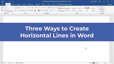 Three Ways To Create Horizontal Lines In Word 2019 Youtube