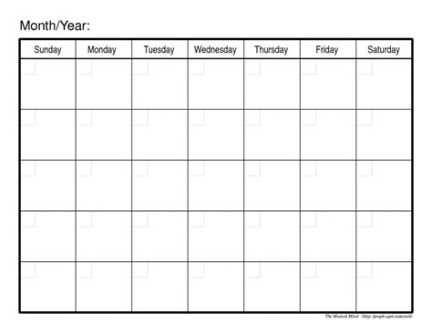 Fill In Printable Monthly Calendar Free Calendar Template