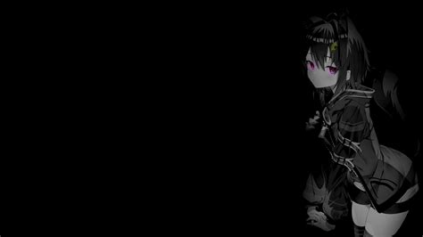 Selective Coloring Anime Girls Black Background Dark Background