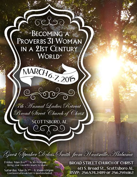 Flyer For Ladies Retreat Retreat Ideas Proverbs 31 Woman Churches Of Christ Guest Speakers