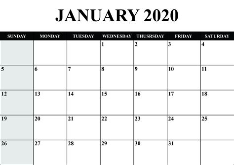 January 2020 Calendar Pdf Free Printable Calendar Monthly Monthly