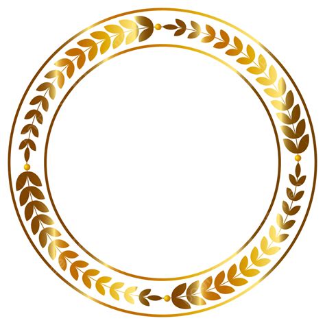 Marco Dorado Circular Con Corona De Laurel De Premio De Hoja Dorada Png