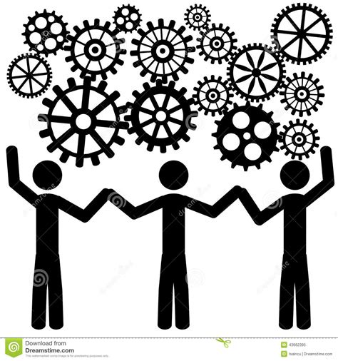 Teamwork With Gears Stock Vector Illustration Of Male