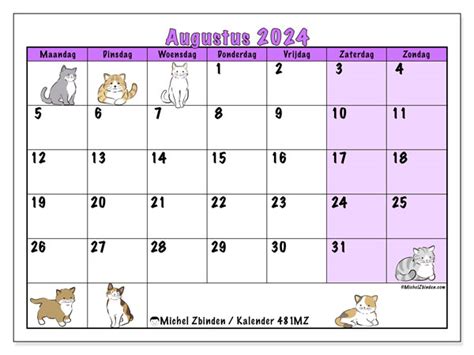 Kalender Augustus 2024 481 Michel Zbinden Nl