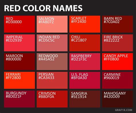 Red Color Names Red Color Names Color Names Red Color