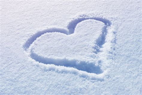 Drawn Heart Shape On Snow Stock Image Image Of Freeze 112995217