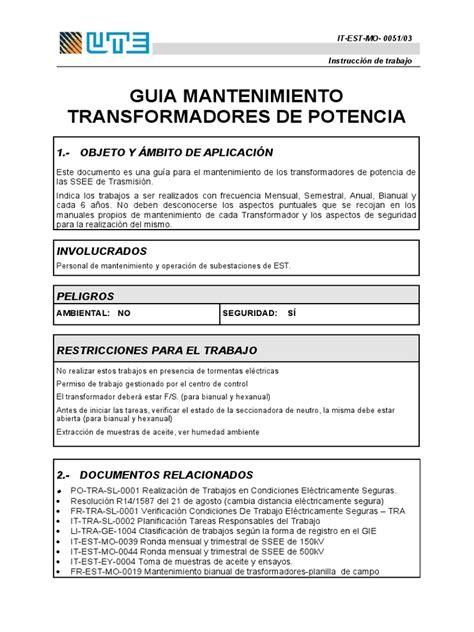 Guia Para El Mantenimiento De Transformadores De Potencia Pdf